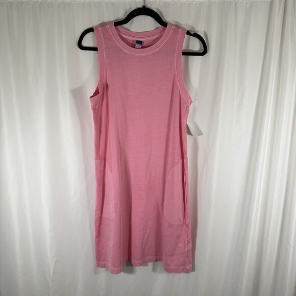 New Old Navy Dress Women's Small Pink Sleeveless Pockets 100% Cotton Crew Neck - Picture 1 of 10